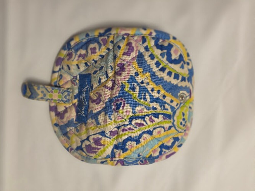 Vera Bradley Quilted Cotton Travel Ring Jewelry Holder - Blue Yellow Purple Gree